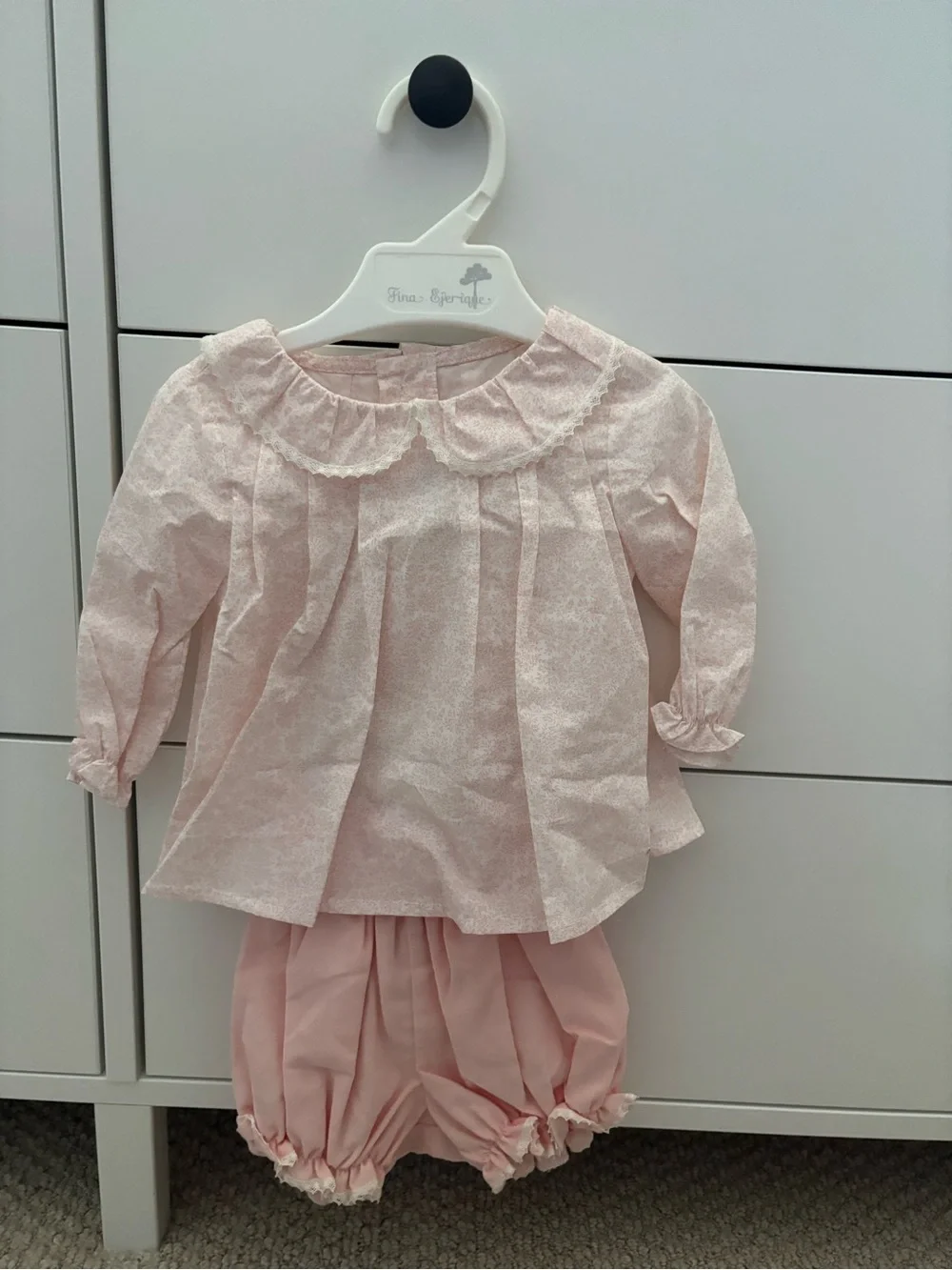 Baby Girl Pink Two-Piece Set with Peter Pan Collar